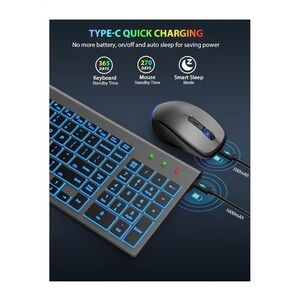 Salute Wireless Keyboard and Mouse Combo with Backlight - Gray
